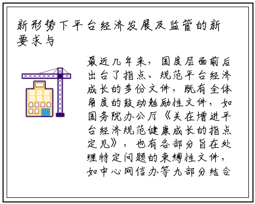 新形势下平台经济发展及监管的新要求与新举措_PG电子官方网站